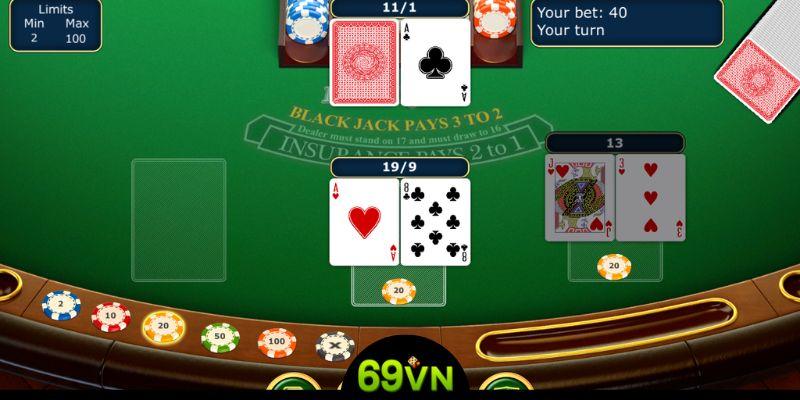 Blackjack là siêu phẩm game bài tại casino 69vn